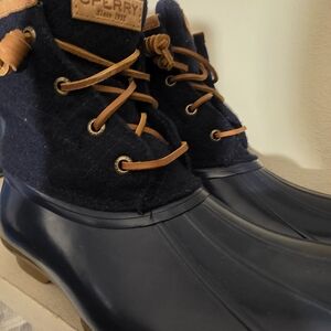Sperry Blue and Tan Duck Boots